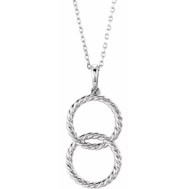 14k White Interlocking Circle 16-18' Necklace