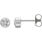Rhodium-plated Sterling Silver Imitation White Cubic Zirconia Bezel-set Earrings