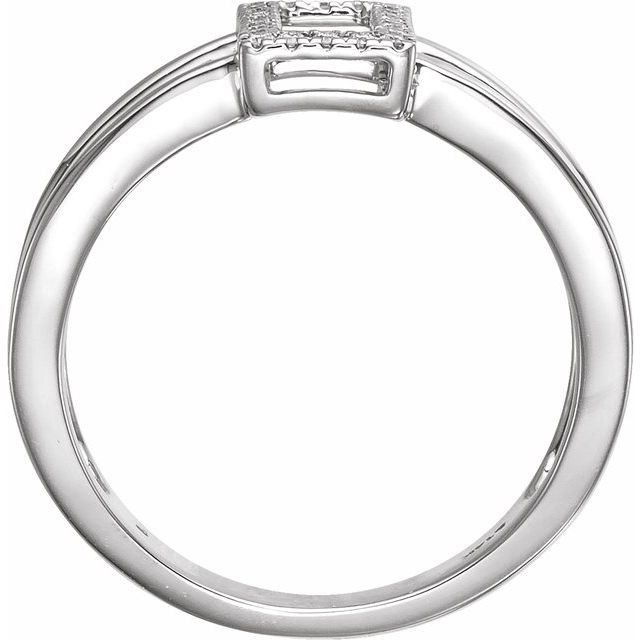 14k White 1/10 Ctw Natural Diamond Geometric Ring