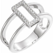 14k White 1/10 Ctw Natural Diamond Geometric Ring