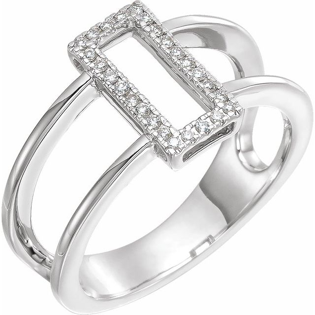 14k White 1/10 Ctw Natural Diamond Geometric Ring