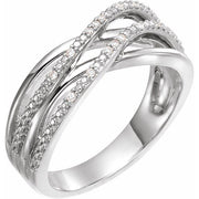 14k White .06 Ctw Natural Diamond Criss-cross Ring