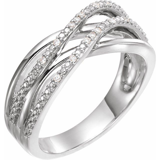 14k White .06 Ctw Natural Diamond Criss-cross Ring