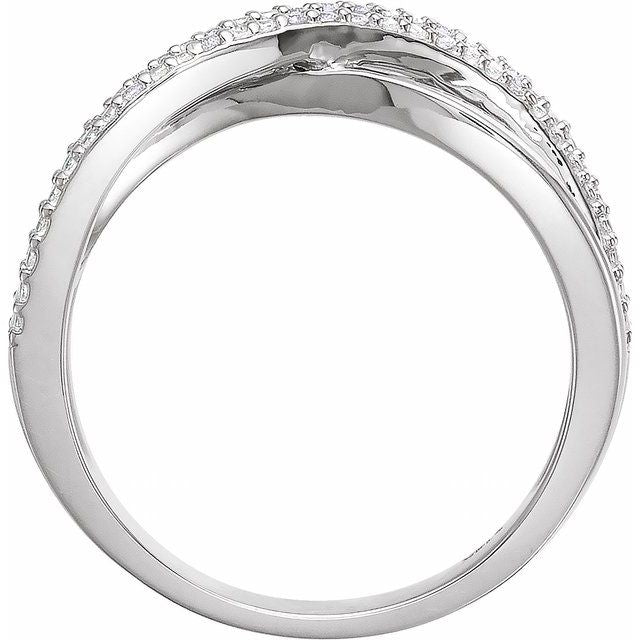 14k White .06 Ctw Natural Diamond Criss-cross Ring