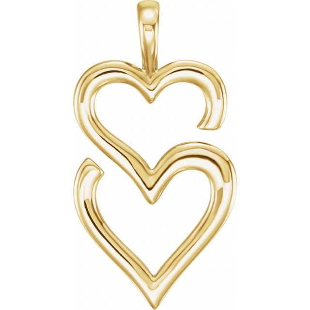 14k Yellow Double Heart Pendant