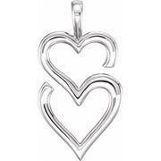 14k White Double Heart Pendant