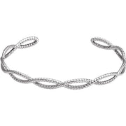14k White 6 1/4 In Rope Cuff Bracelet