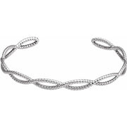 Sterling Silver 6 1/4 In Rope Cuff Bracelet