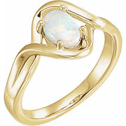 14k Yellow Natural Opal Cabochon Ring
