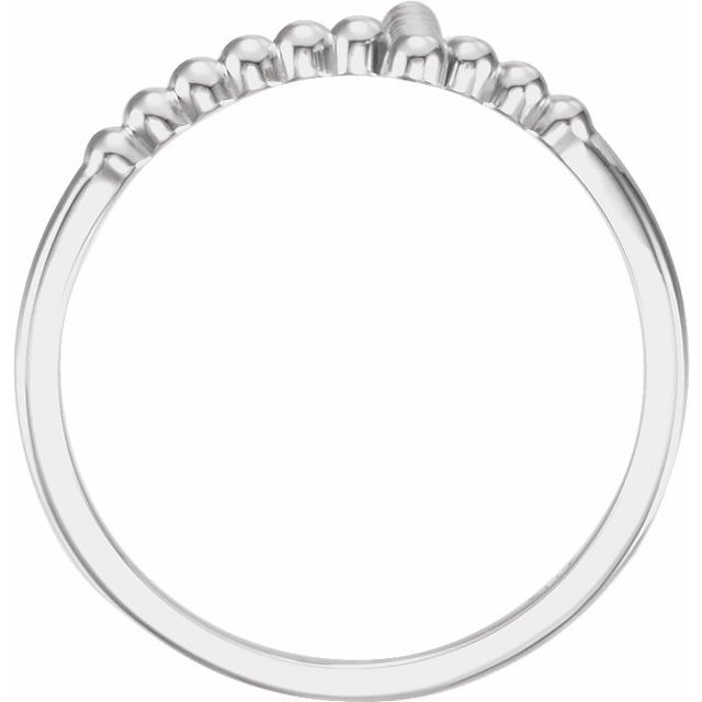 Continuum Sterling Silver Beaded Sideways Cross Ring