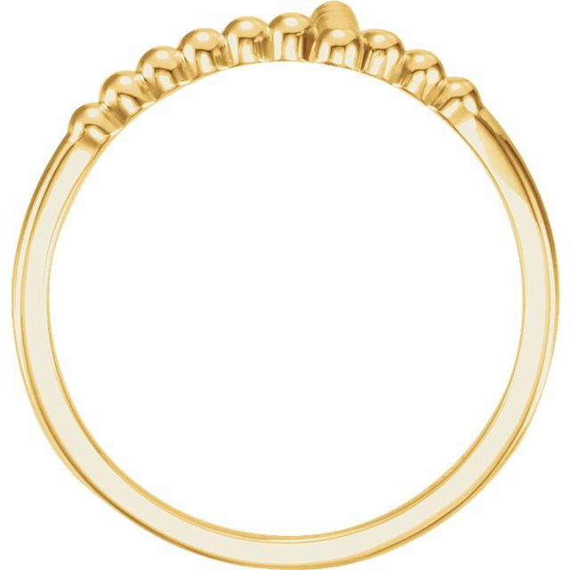 14k Yellow Beaded Sideways Cross Ring