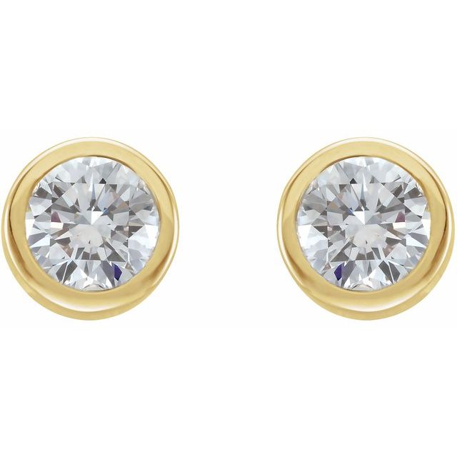 14K Yellow 3/4 CTW Natural Diamond Bezel-Set Earring