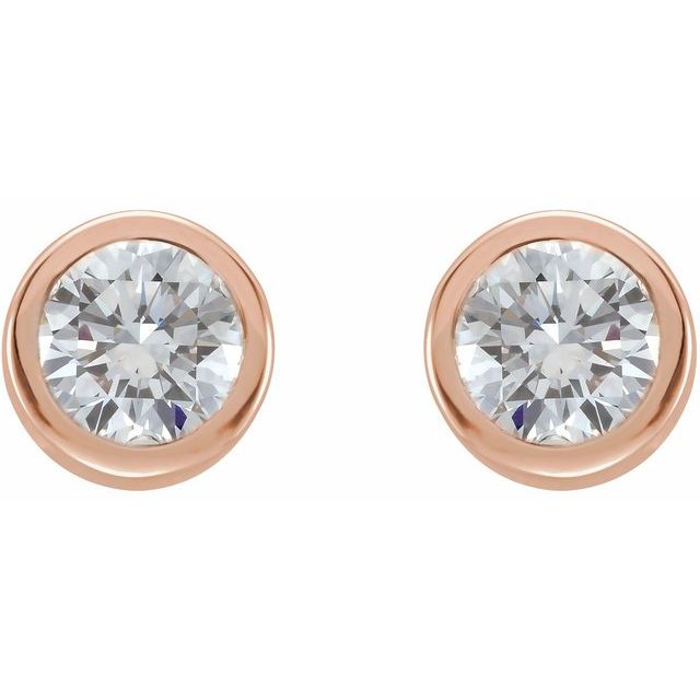 14K Rose 1/2 CTW Natural Diamond Bezel-Set Earrings