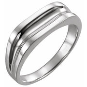 14K White Grooved Bar Ring