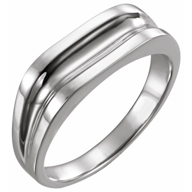 14K White Grooved Bar Ring