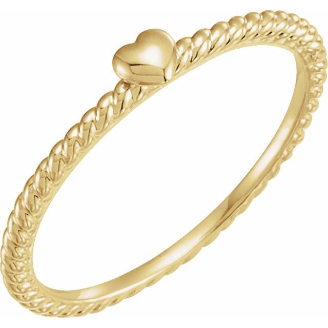 14k Yellow Heart Rope Ring