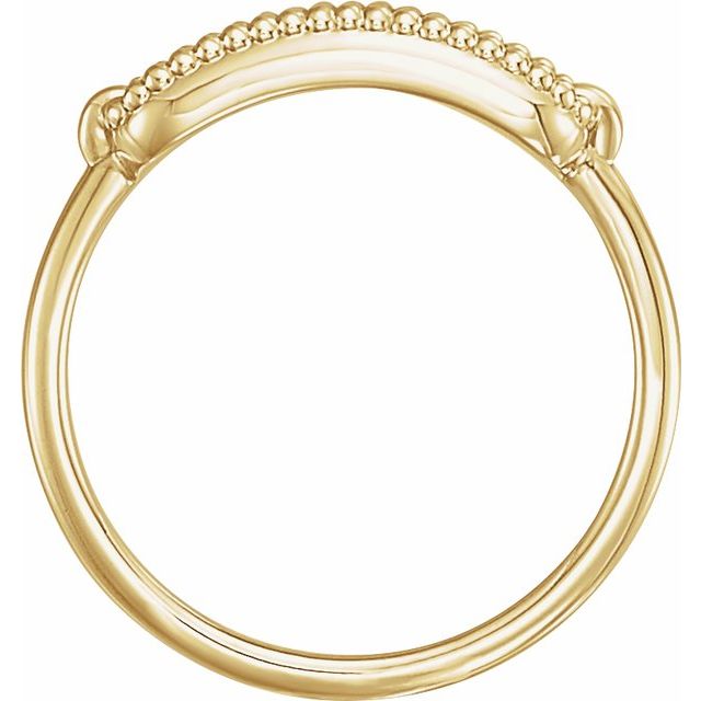 14k Yellow 15x6 Mm Rectangle Beaded Signet Ring