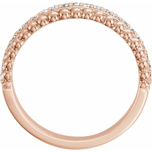 14k Rose 1/5 Ctw Natural Diamond Beaded Ring