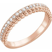 14k Rose 1/5 Ctw Natural Diamond Beaded Ring
