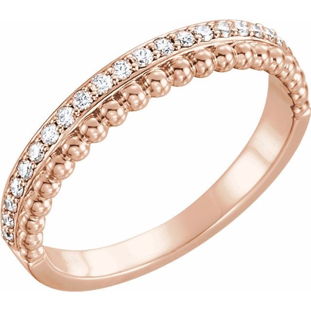 14k Rose 1/5 Ctw Natural Diamond Beaded Ring