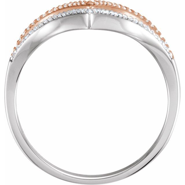 14k White/rose 1/6 Ctw Natural Diamond V Ring