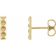 14k Yellow Pyramid Bar Earrings