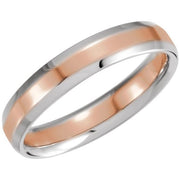 14k White/rose 4 Mm Comfort-fit Beveled Edge Band Size 6
