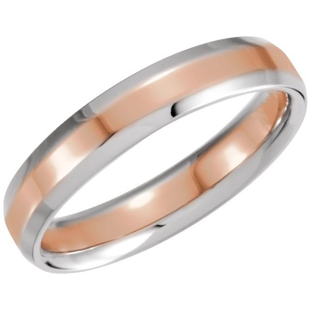 14k White/rose 4 Mm Comfort-fit Beveled Edge Band Size 9.5