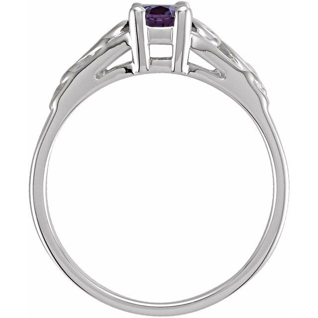 14K White June Youth Imitation Birthstone Ring