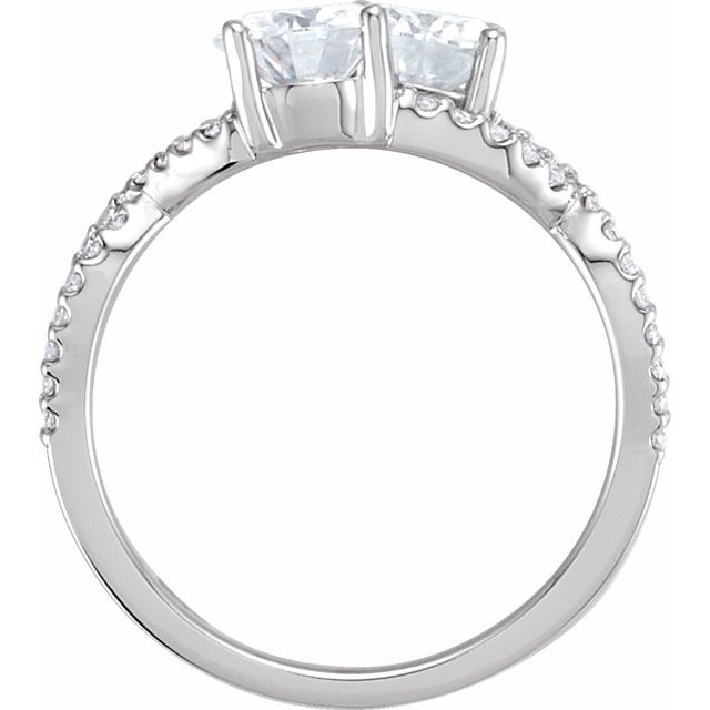 14k White 6 Mm Forever One™ Lab-grown Moissanite & 1/5 Ctw Natural Diamond Ring