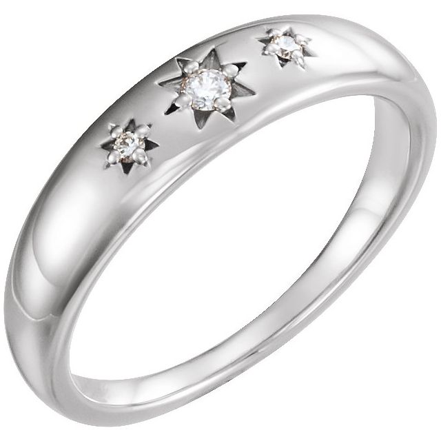 Sterling Silver .05 Ctw Natural Diamond Star Ring