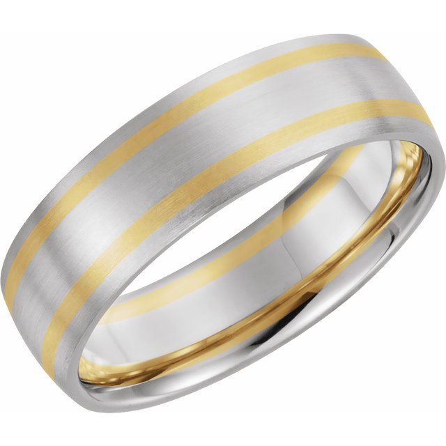 14K White/Yellow 7 mm Half Round Band Size 9.5