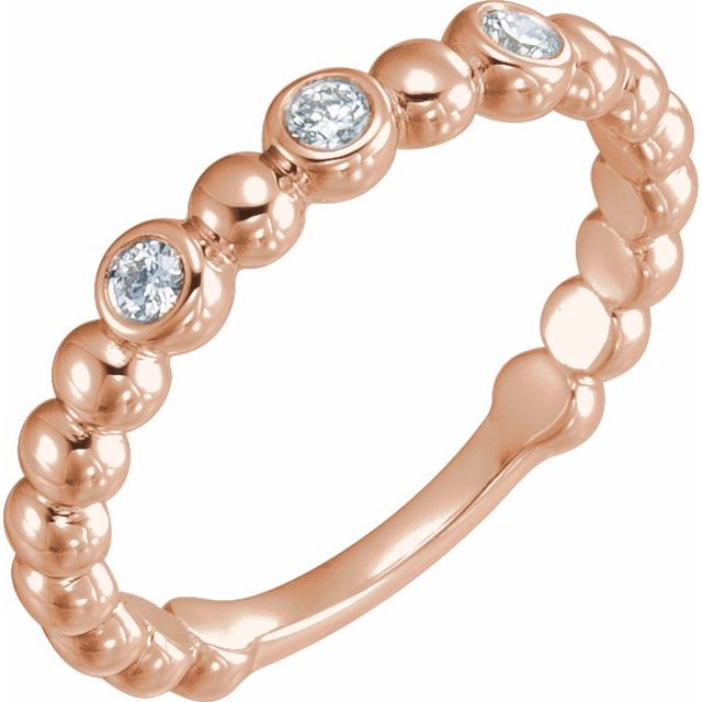 14k Rose 1/8 Ctw Natural Diamond Beaded Ring