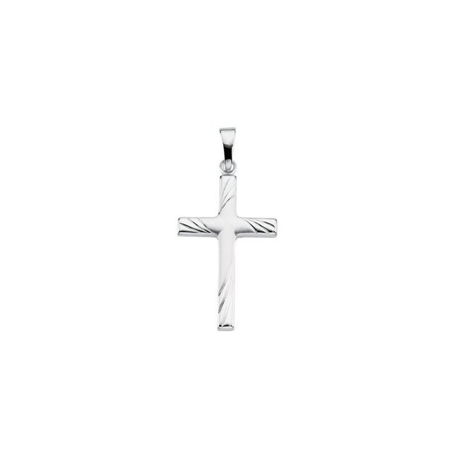14k White 24x16 Mm Cross Pendant