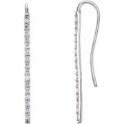 14k White 1/3 Ctw Natural Diamond Bar Earrings