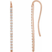 14k Rose 1/3 Ctw Natural Diamond Bar Earrings