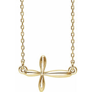 14k Yellow Sideways Cross 16-18' Necklace