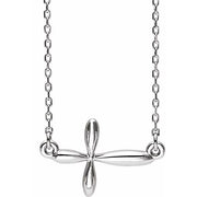 Sterling Silver Sideways Cross 16-18' Necklace
