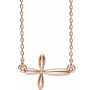 14k Rose Sideways Cross 16-18' Necklace
