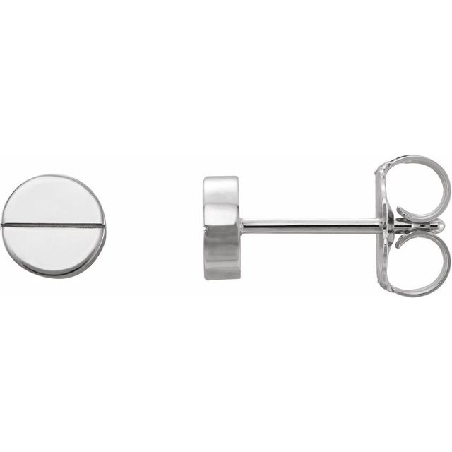 14k White 4.9 Mm Geometric Friction Closure Earrings