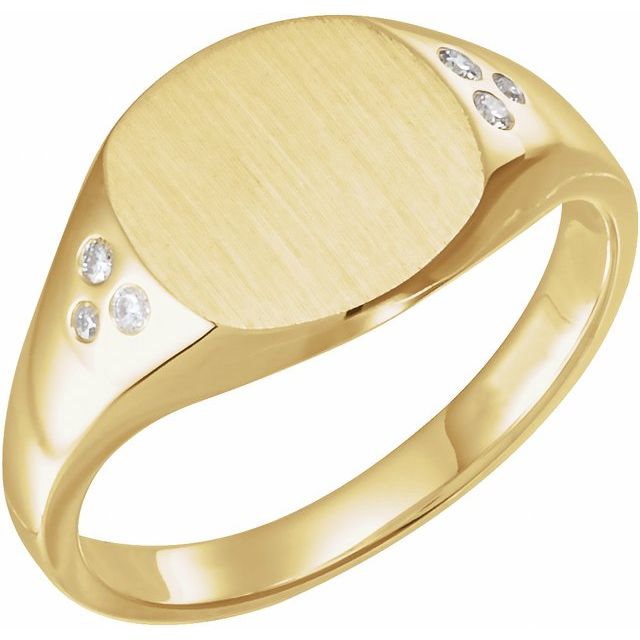 14k Yellow .05 Ctw Natural Diamond Square Signet Ring