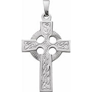14K White Celtic-Inspired Cross Pendant