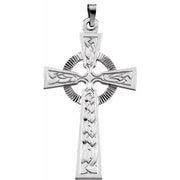 14K White Celtic-Inspired Cross Pendant