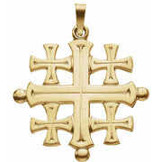 14k Yellow 27x26 Mm Jerusalem Cross Pendant