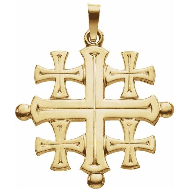 14k Yellow 27x26 Mm Jerusalem Cross Pendant