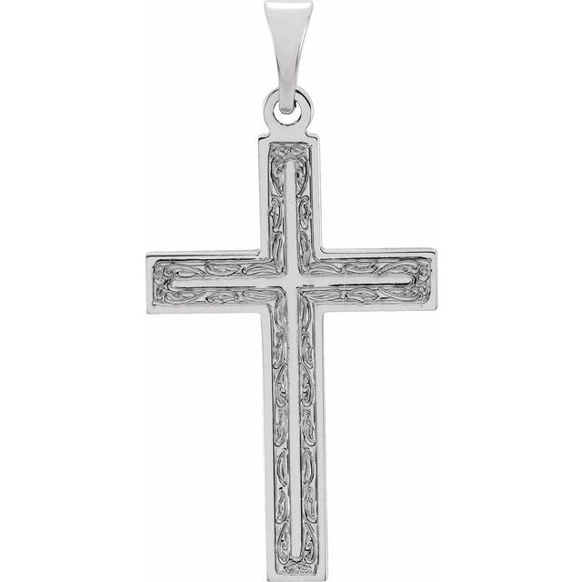 14k White 24.5x14 Mm Cross Pendant