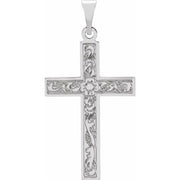 14K White 22x14 mm Cross Pendant