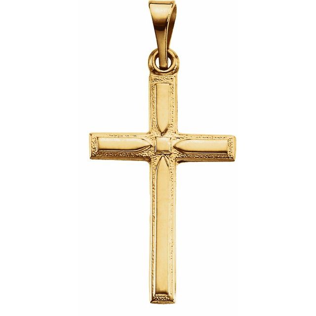 14K Yellow 19x12.5 mm Cross Pendant