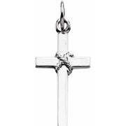 14K White 16x9.5 mm Cross Pendant