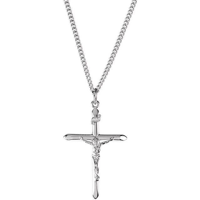 Sterling Silver Crucifix 24' Necklace